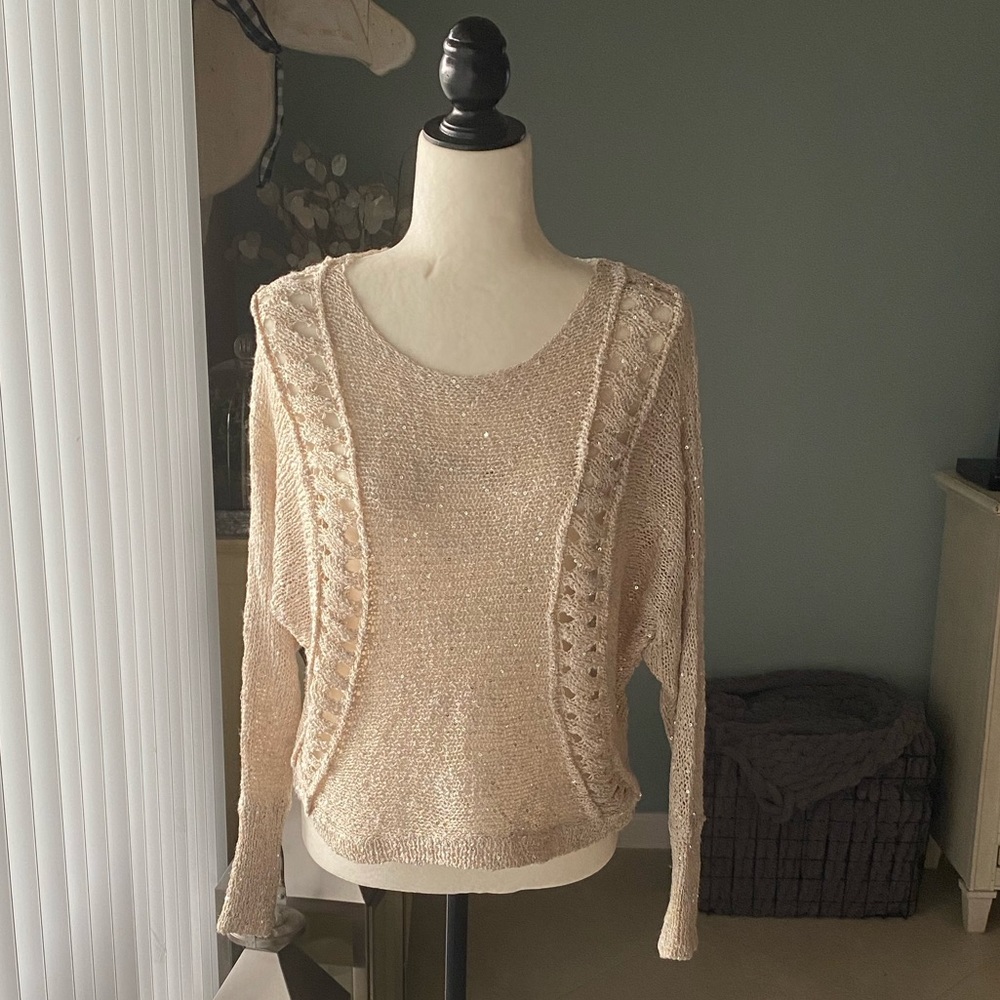 Pinklicious Champagne Sweater w/Sequins NWT